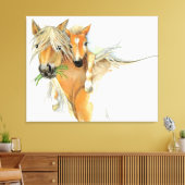 De troost van moeder, liefde, paard en veulen canvas afdruk (Insitu (Woonkamer))