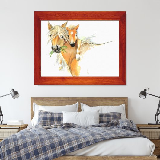 De troost van moeder, liefde, paard en veulen canvas afdruk (Insitu (Slaapkamer))