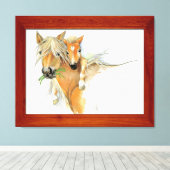 De troost van moeder, liefde, paard en veulen canvas afdruk (Insitu (Houten vloer))