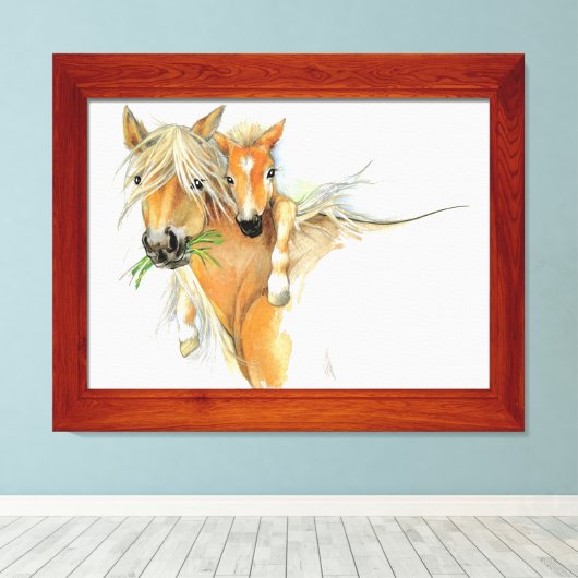 De troost van moeder, liefde, paard en veulen canvas afdruk (Insitu (Houten vloer))