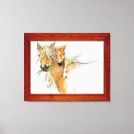 De troost van moeder, liefde, paard en veulen canvas afdruk