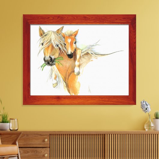 De troost van moeder, liefde, paard en veulen canvas afdruk (Insitu (Woonkamer))