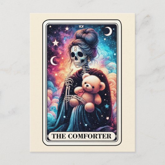 De Trooster Tarot Teddybeer Skelet Moeder Briefkaart (Voorkant)