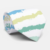 De tropische Blauwe Gele Strepen van de Munt Stropdas (Opgerold)