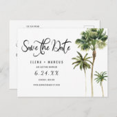 De tropische bomen van het bestemmingspalm sparen aankondigingskaart (Voorkant / Achterkant)