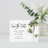 De tropische bomen van het bestemmingspalm sparen aankondigingskaart (Staand voorkant)