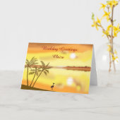 De tropische de zonsondergangverjaardag van het kaart (Gele Bloem)