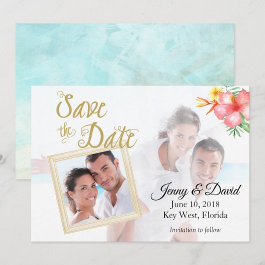De tropische Foto bewaart de Datum Save The Date (Voorkant / Achterkant)
