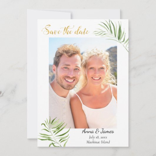 De tropische Foto bewaart de Datum Save The Date (Voorkant)