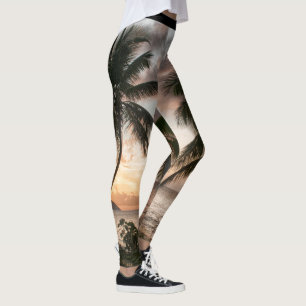 De tropische Gele Caraïbische Zee van de Palmen Leggings
