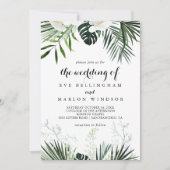 De Tropische groen-witte Florale bruiloft van Kaart (Voorkant)