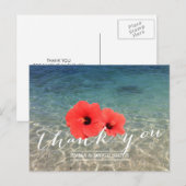 De tropische Hibiscus & het Strand danken u Briefkaart (Voorkant / Achterkant)