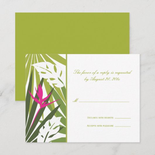 De tropische Kaart van het Huwelijk RSVP (Voorkant / Achterkant)