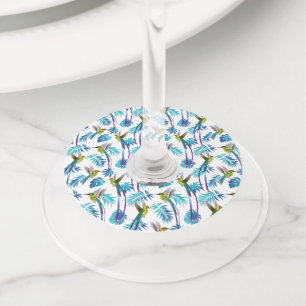 De tropische Lange Kolibries van de Staart Wijnglaslabel