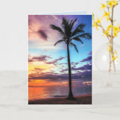 De tropische Palm van de Zonsondergang van het Kaart (Gele Bloem)