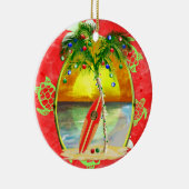 De tropische Palm van Kerstmis Keramisch Ornament (Rechts)