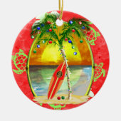 De tropische Palm van Kerstmis Keramisch Ornament (Voorkant)