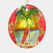 De tropische Palm van Kerstmis Keramisch Ornament (Links)