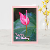 De Tropische Rode Anthurium van Maui, Verjaardag Kaart (Gele Bloem)