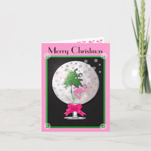 De tropische Roze Kerstkaart van het Wereldbol van Feestdagen Kaart