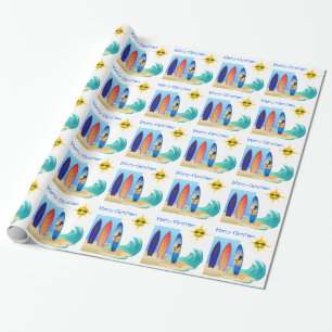 De tropische Surfplank van het Strand en Vrolijke Cadeaupapier