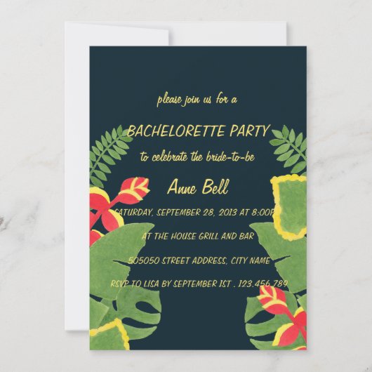 De Tropische Tuin Bachelorette Party Uitnodiging (Voorkant)