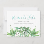 De tropische Waterverf verlaat sparen de Datum Save The Date (Voorkant)