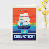 De Trots van de staat | Connecticut Kaart (Gele Bloem)
