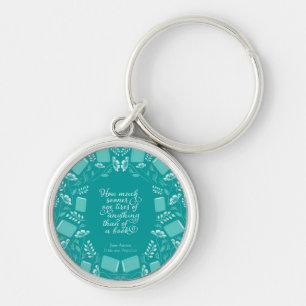 De Trots van Jane Austen & Blauwgroen Bloemen Sleutelhanger