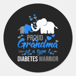 De trotse oma van een Type 1 Diabetes-strijder Oli Ronde Sticker
