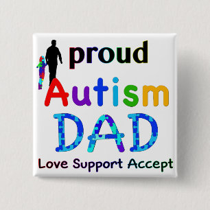 De trotse Papa van het Autisme Vierkante Button 5,1 Cm