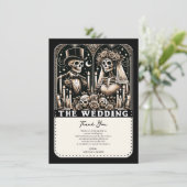 DE TROUW Tarot Skeletten Bruid & Bruidegom Kaart (Staand voorkant)