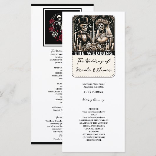 DE TROUW Tarot Skeletten Bruid & Bruidegom Program Programmakaart (Voorkant / Achterkant)
