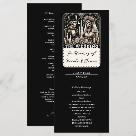 DE TROUW Tarot Skeletten Bruid & Bruidegom Program Programmakaart (Voorkant / Achterkant)