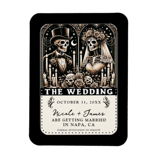 DE TROUW Tarot Skeletten Save the Date Magneet (Verticaal)