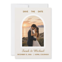 De Trouw van 'Moderne Boog Foto Save the Date'