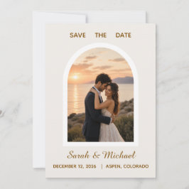 De Trouw van 'Moderne Boog Foto Save the Date'