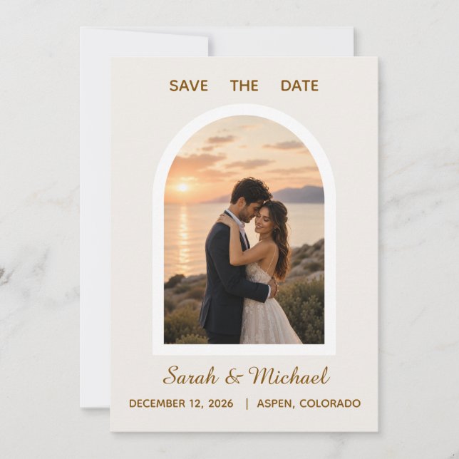 De Trouw van 'Moderne Boog Foto Save the Date' (Voorkant)