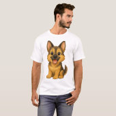 De trouwe bewaker: Vintage Duitse Herder T-shirt (Voorkant volledig)