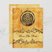 de trouwe compass nautical bruiloft met uitzonderi aankondigingskaart (Voorkant / Achterkant)