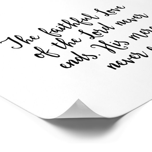 De trouwe liefde van de Heer eindigt nooit Poster (Hoek)