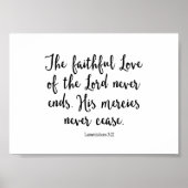 De trouwe liefde van de Heer eindigt nooit Poster (Voorkant)