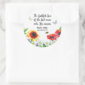 De trouwe liefde van de Heer eindigt nooit Ronde Sticker (Tas)