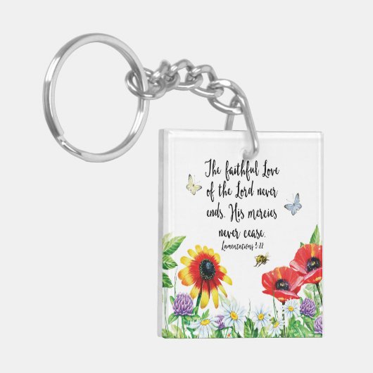 De trouwe liefde van de Heer eindigt nooit Sleutelhanger (Voorkant Links)