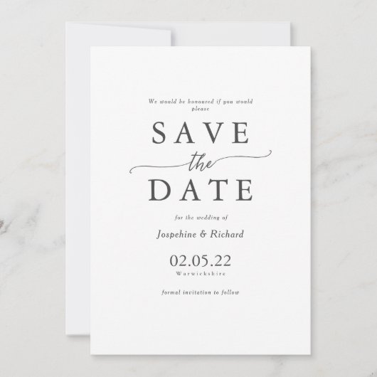 De trouwe sjabloon van de Tekst bewaart de datum Kaart (Voorkant)