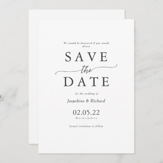 De trouwe sjabloon van de Tekst bewaart de datum Kaart (Voorkant / Achterkant)