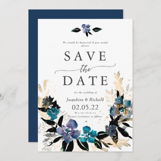 De trouwe sjabloon van de Tekst bewaart de datum Kaart (Voorkant / Achterkant)