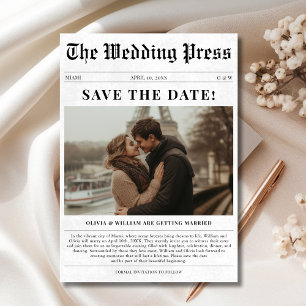 De trouwkrant Eiffeltoren Foto Save The Date
