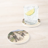 De Trouwmars van Robinson, Vintage Jonggehuwden Zandsteen Onderzetter (Zijkant)