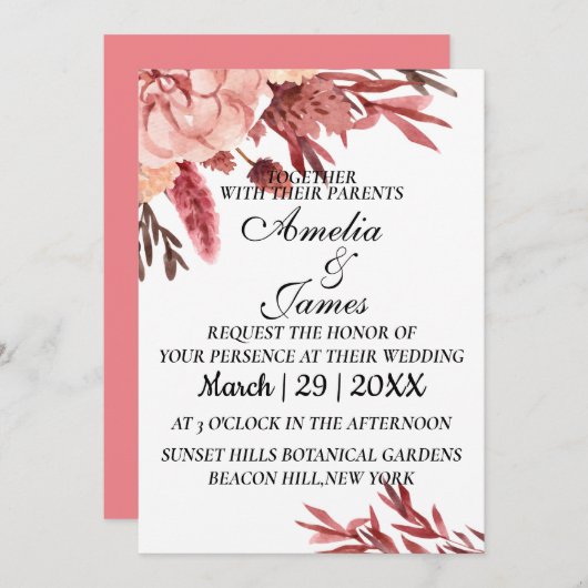 De trouwuitnodiging is eenvoudig en mooi. kaart (Voorkant / Achterkant)